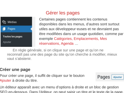 Une page du pdf du manuel, qui explique comment modifier les pages